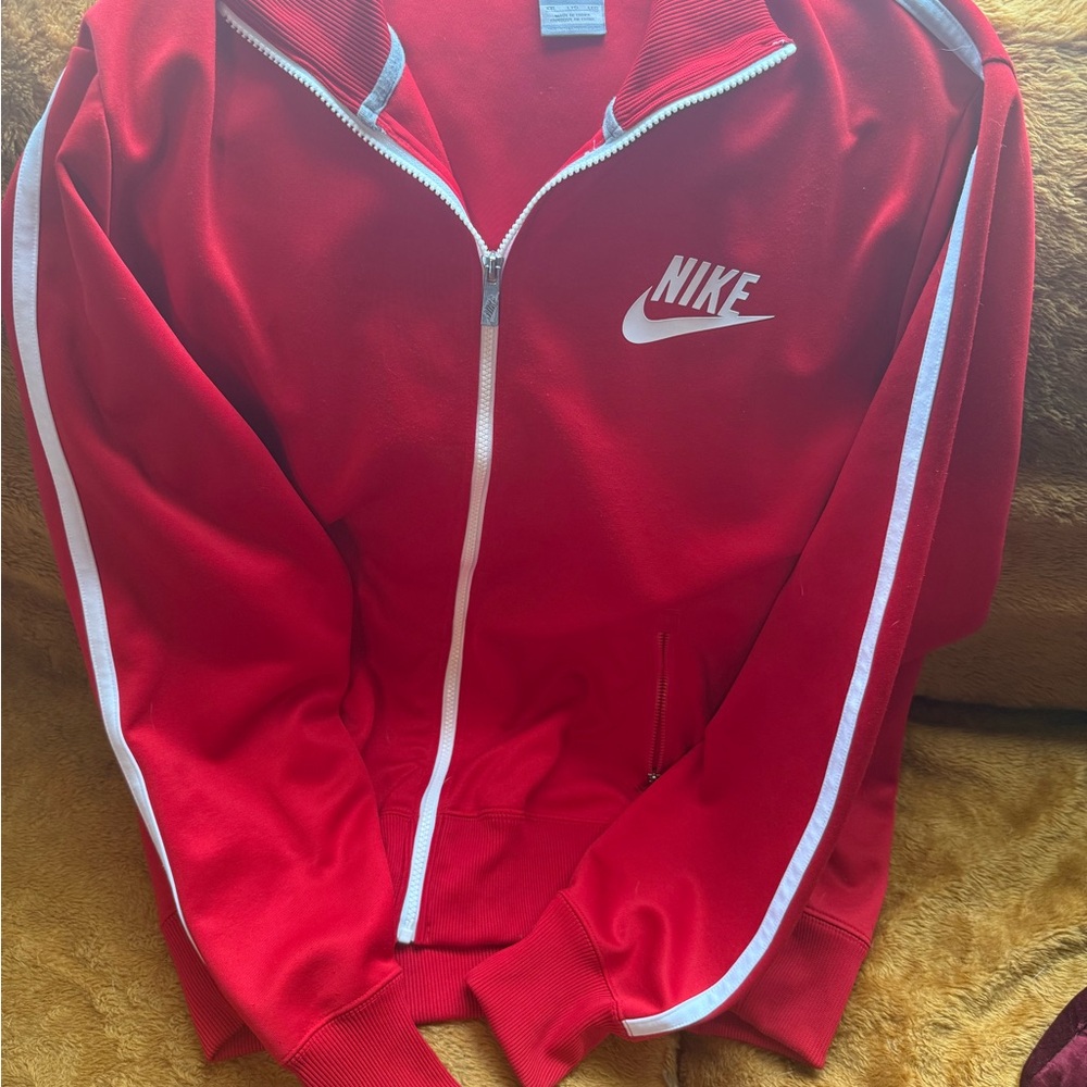 Nike Red Track Jacket with White Trim